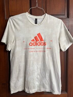 adidas White Tee with Bold Orange Logo